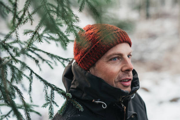 istock Man outdoors on cold frosty winters day 903814640