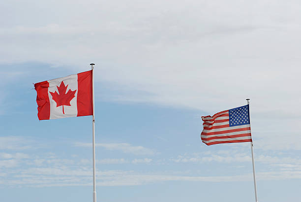 istock American and Canadian Flag 90381876