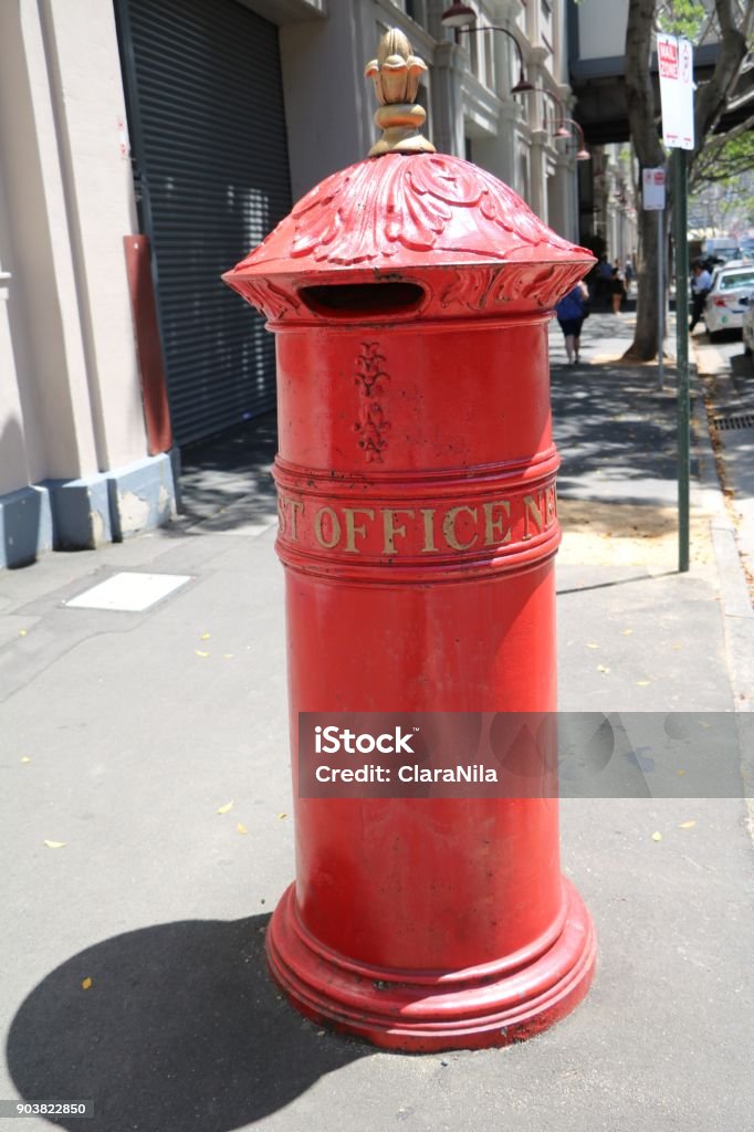 Historic red mailbox in Sydney, New south Wales Australia Advertisement Stock Photo