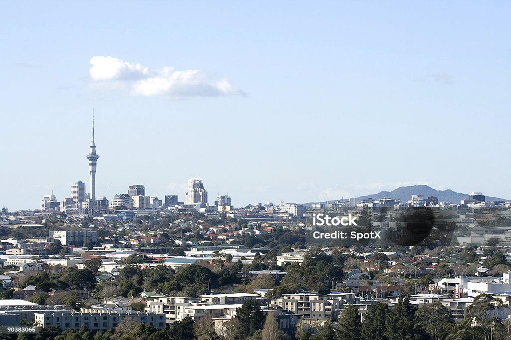 Cidade de Auckland com Ilha Rangitoto - Royalty-free Auckland Foto de stock