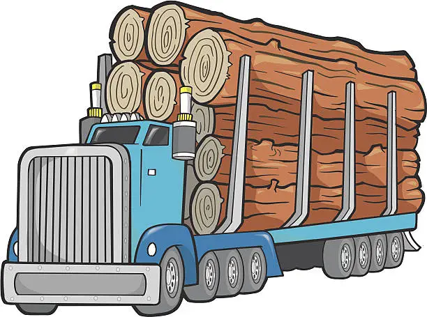 Vector illustration of Giant Logging Truck Vector Illustration