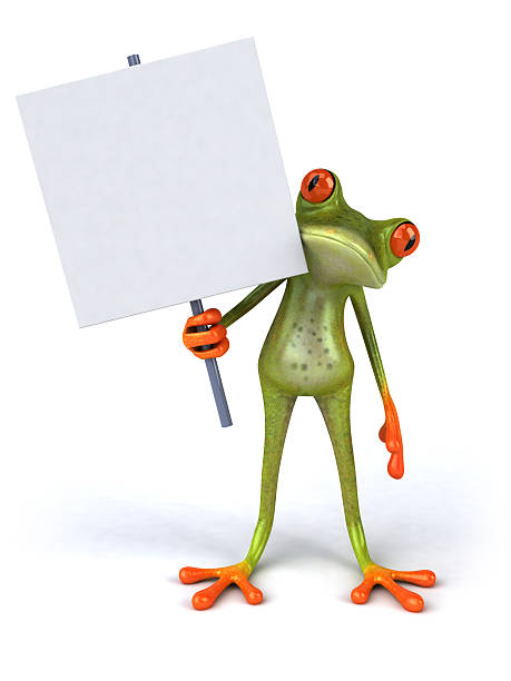 istock 3D image of frog holding a blank sign 90383560