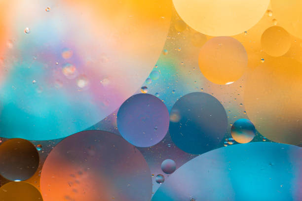 Macro oil and water multi colored abstract background