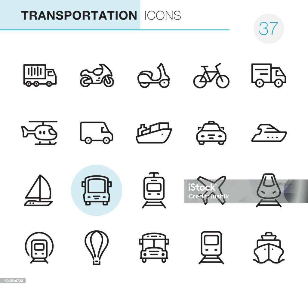 Mode of Transport - Pixel Perfect icons 20 Outline Style - Black line - Pixel Perfect icons / Mode of Transport Set #37 Icon Symbol stock vector