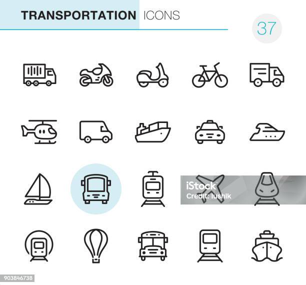 Mode Of Transport Pixel Perfect Icons Stock Illustration - Download Image Now - Icon Symbol, Motorcycle, Van - Vehicle