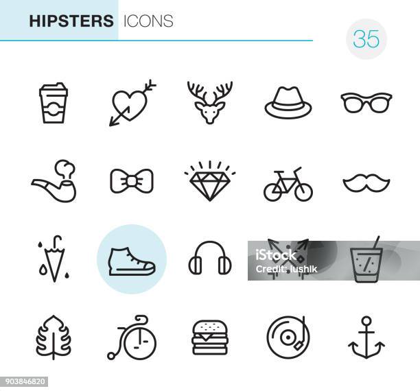 Hipsters Pixel Perfect Icons Stock Illustration - Download Image Now - Headphones, Icon Symbol, Bicycle