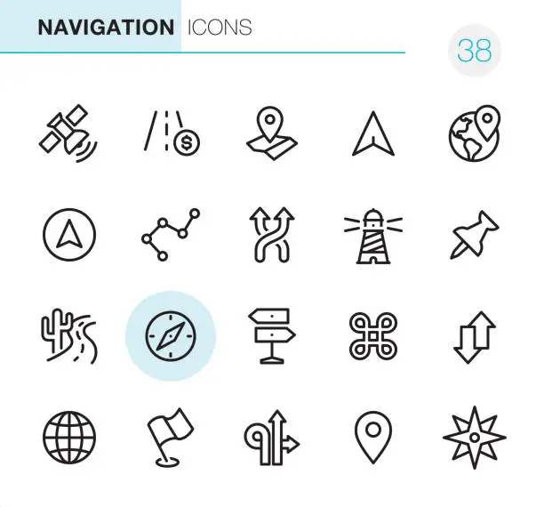 Vector illustration of Navigation - Pixel Perfect icons