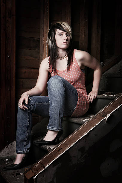 istock Scene Girl Sitting in an Abandoned House 90384759