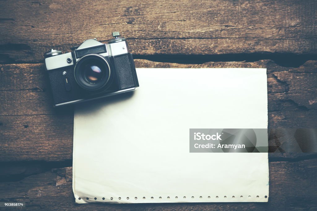 Camera Notepad The Old Camera And Notepad Stock Photo - Download Image Now - Analog ...
