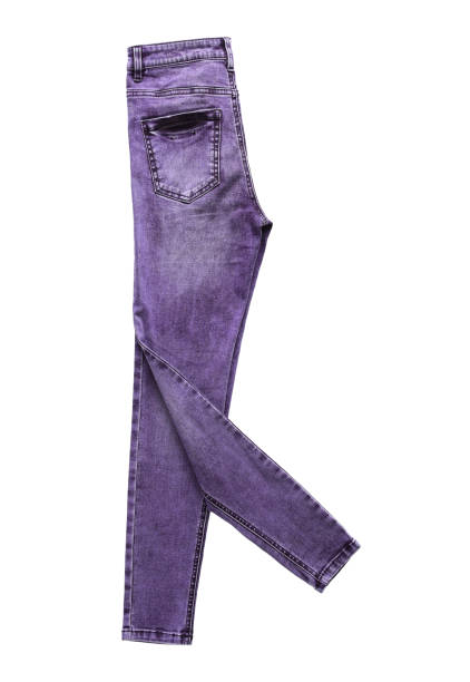 istock Violet denim jean folded walking pack shot isolated on white background 903862758