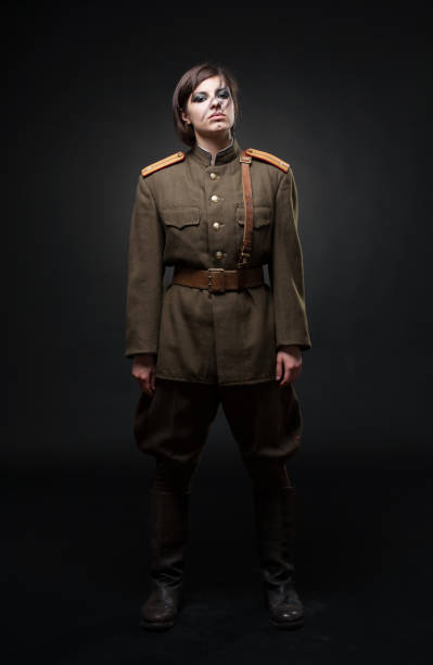 istock Sexy woman in old Soviet military uniform. 903866608