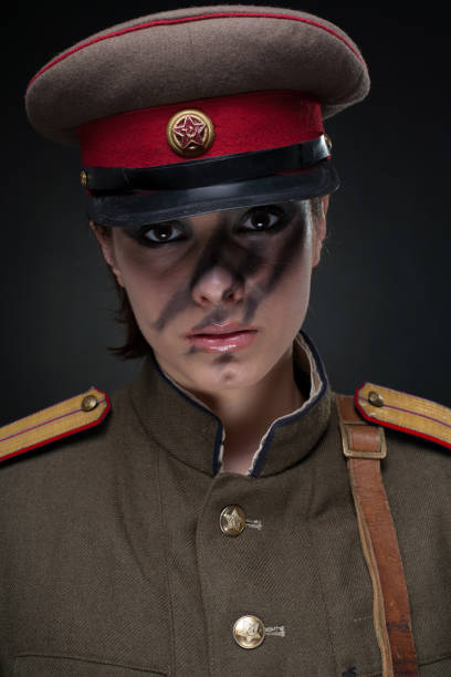 istock Sexy woman in old Soviet military uniform. 903869302