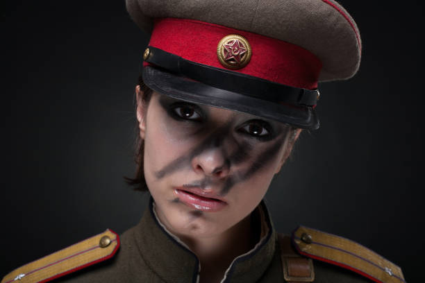 istock Sexy woman in old Soviet military uniform. 903869434
