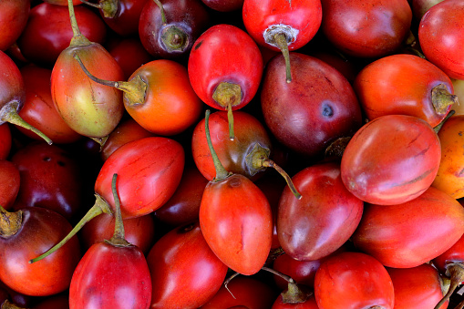 Tamarillo - Fruits on a market, tree tomato or tomate de arbole