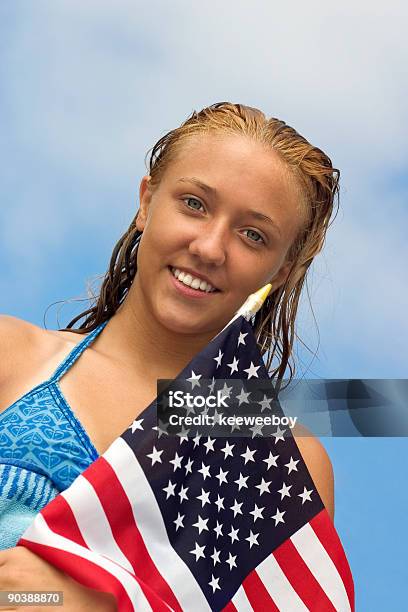 애국 여자아이 7월에 대한 스톡 사진 및 기타 이미지 - 7월, 귀여운, 금발 머리