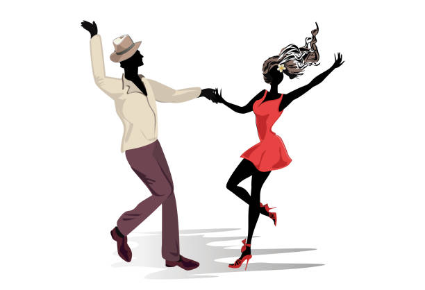Romantic couple in passionate Latin American dances. Romantic couple in passionate Latin American dances. Salsa festival. reggaeton dance stock illustrations