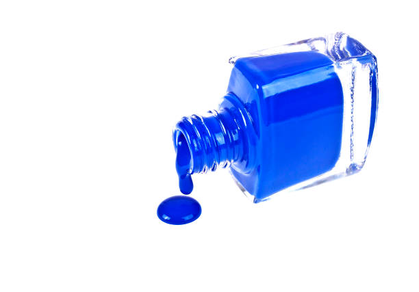 istock Blue nail polish on a white background 903896248