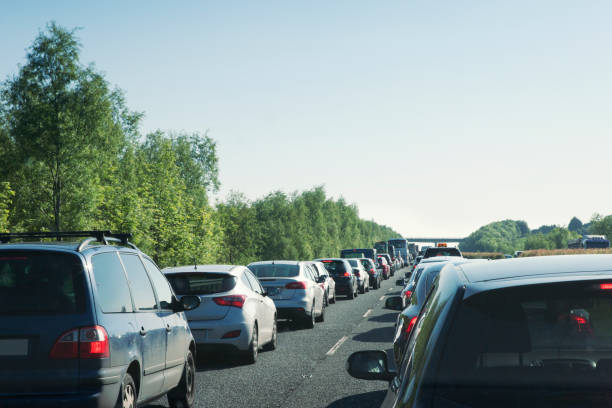 Traffic on the Motorway in Ireland stock photo
