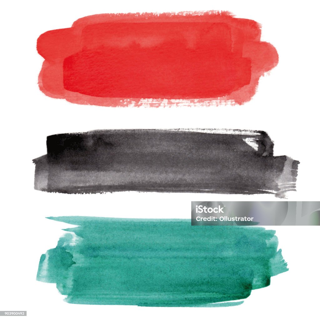 Watercolor banner collection Set of red, black and emerald green vectorized watercolor splashes. Watercolor Paints stock vector