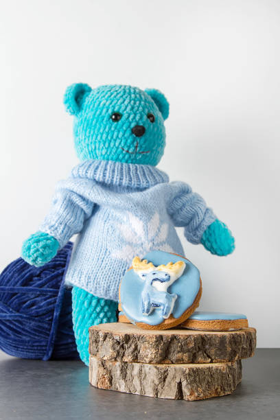 istock Ginger honey gingerbread cookies for Christmas with a bear. Dark background 903906838