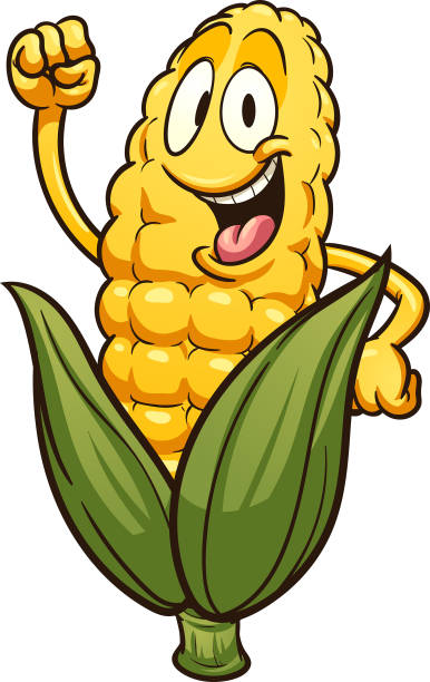 Cartoon corn vector art illustration