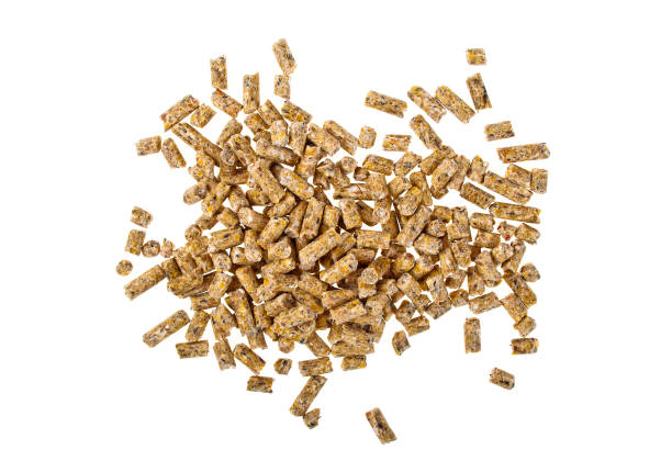 istock Pelleted compound feed Isolated on white background, wheatfeed pellets 903911246