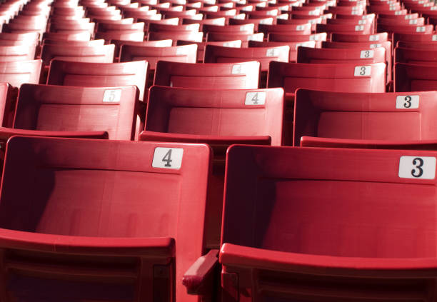 stadium seats bleachers sporting entertainment venue - tailgate imagens e fotografias de stock