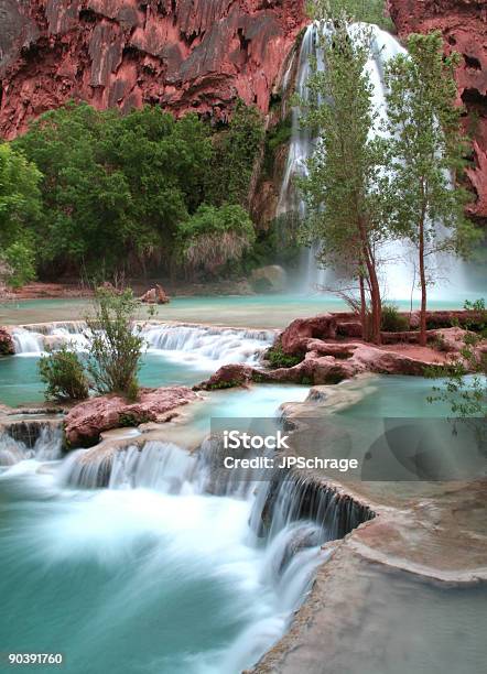 Soothing Waterfalls Stock Photo - Download Image Now - Havasu Falls, Falling, Swimming Pool