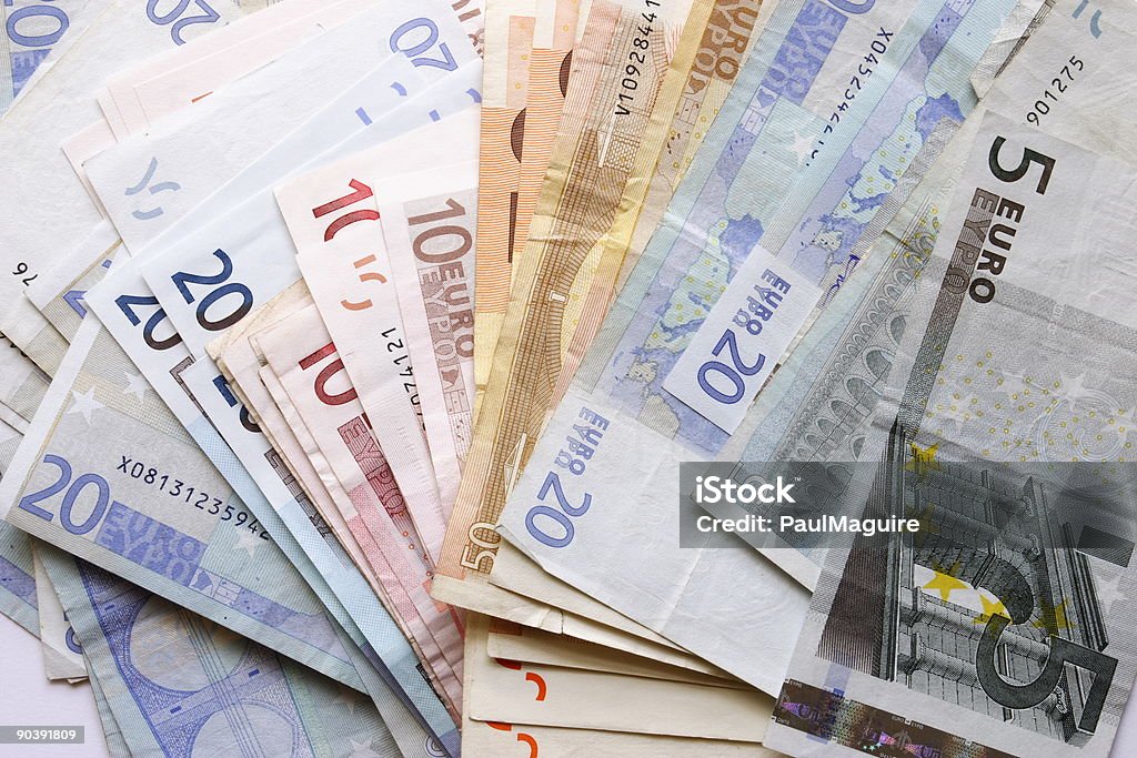 Várias notas de euro - Royalty-free Abrir em Leque Foto de stock