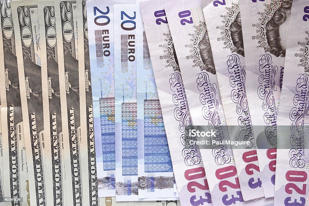 Mixed currency  American Twenty Dollar Bill Stock Photo