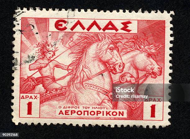 Vintage Pieczęć Grecji Ephemera - zdjęcia stockowe i więcej obrazów Antyczny - Antyczny, Bóg, Dwa zwierzęta