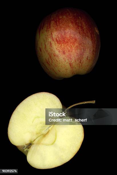 Apple Halves Stock Photo - Download Image Now - Apple - Fruit, Black Background, Slice of Food