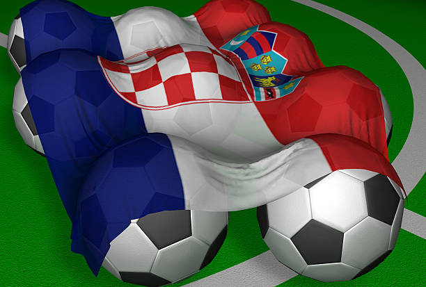 istock 3D-rendering Croatia flag and soccer-balls 90392604