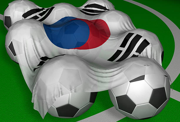 istock 3D-rendering South Korea flag and soccer-balls 90392622