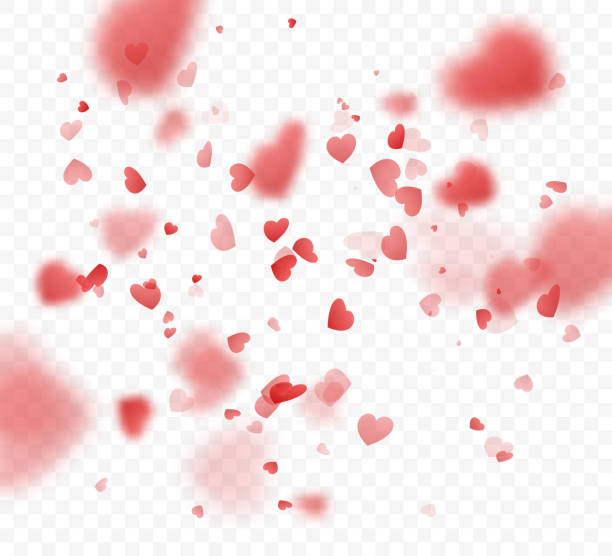 ilustrações de stock, clip art, desenhos animados e ícones de heart confetti falling on transparent background. valentines day card template. vector illustration - amor