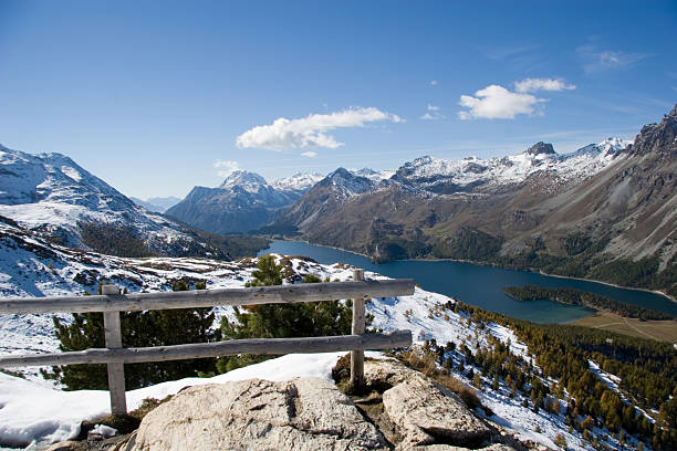 silser ver - engadine switzerland europe clear sky - fotografias e filmes do acervo