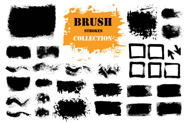 ilustrações de stock, clip art, desenhos animados e ícones de brush strokes text boxes - grunge splattered spray box