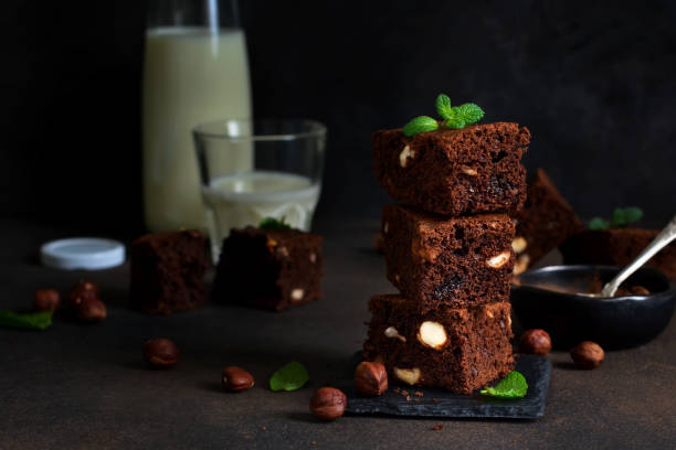istock Classical American dessert - chocolate brownie with nuts. 903932102