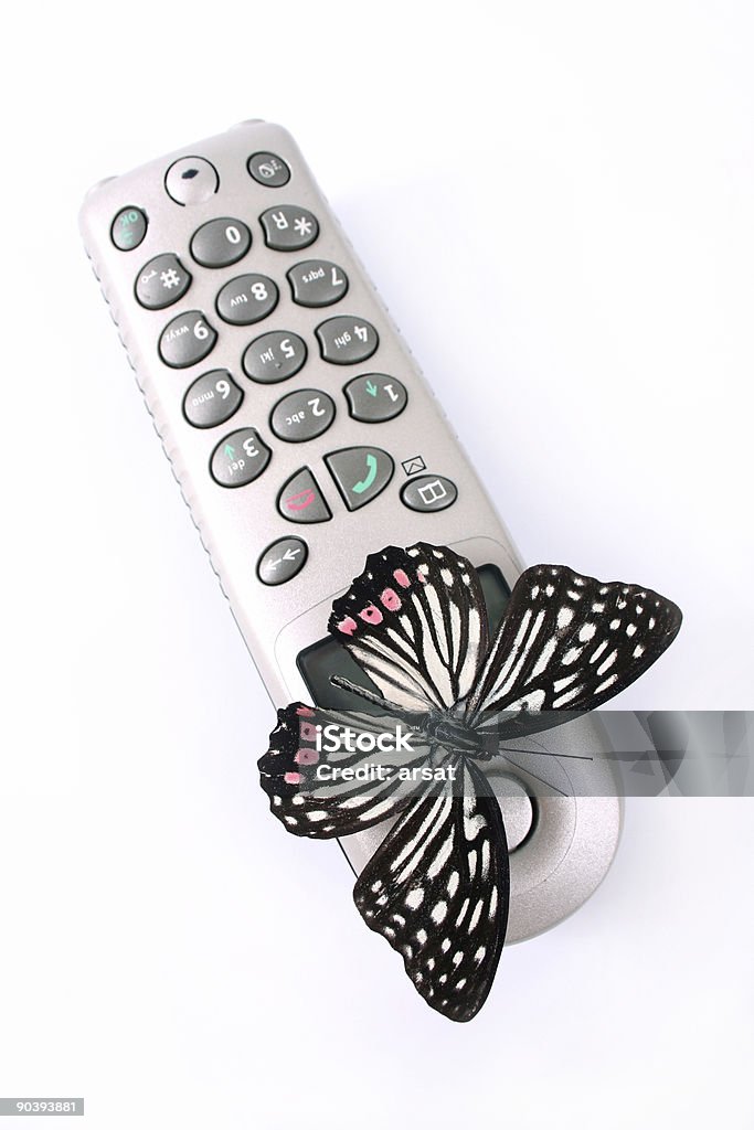 Бабочка с телефон - Стоковые фото Бабочка роялти-фри