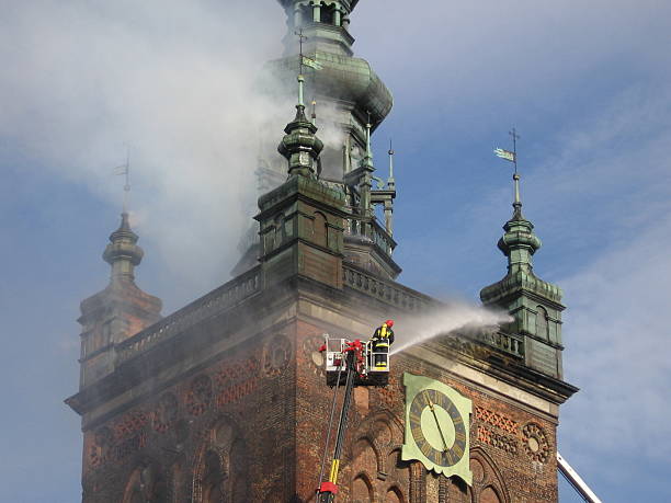 istock st.Catherine's church in fire 90395626