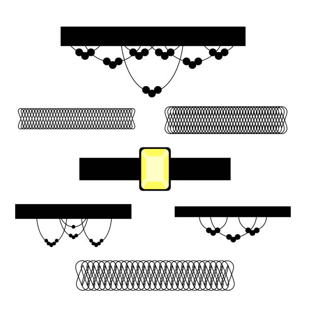 illustrazioni stock, clip art, cartoni animati e icone di tendenza di set collana chocker - short necklace