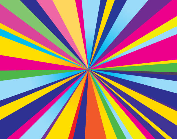 Psychedelic Burst Background Vector illustration of a psychedelic burst rectangle shaped background. multi colored background illustrations stock illustrations