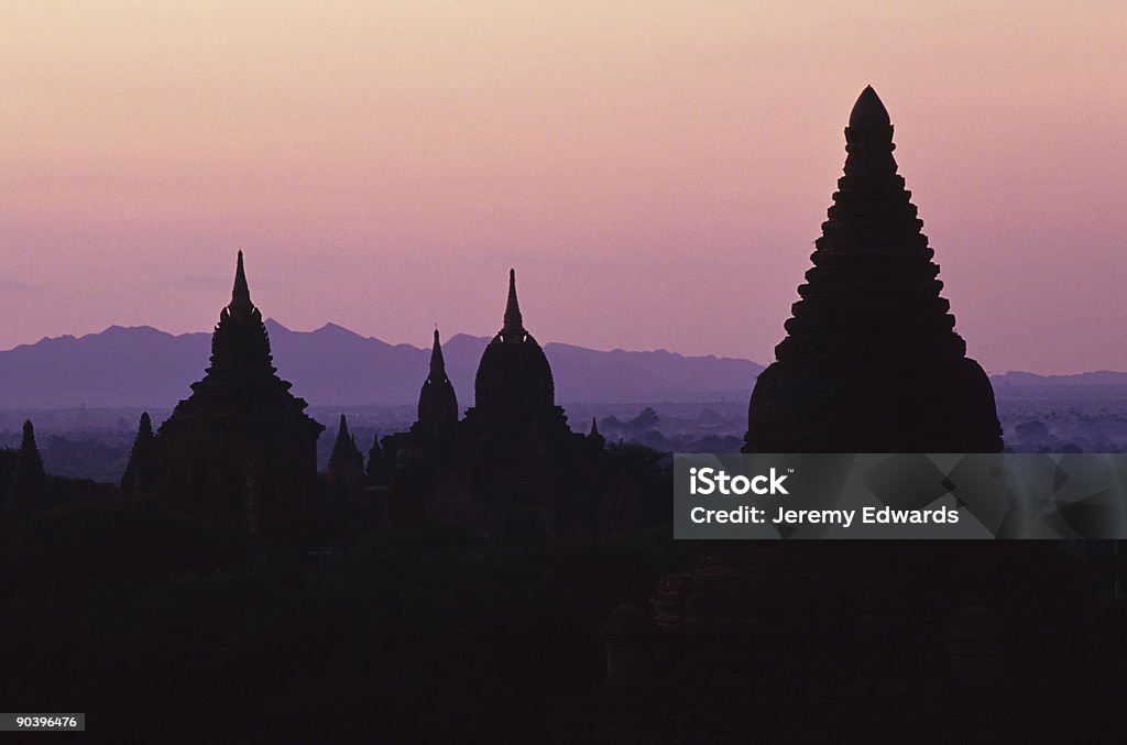 Храм силуэты Паган, Мьянма - Стоковые фото Азия роялти-фри