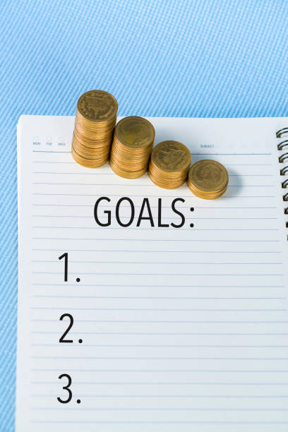 istock Step of coins stack on notebook paper with copy space for add text, financial and business planning concept. 903964872