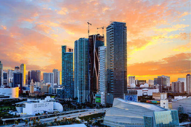 istock Sunset Behind Modern Miami Towers 903967866