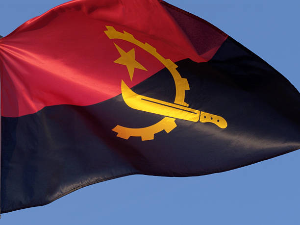 angola flag - angola stok fotoğraflar ve resimler