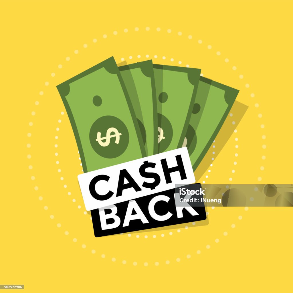 Cash back icon on yellow background. Cash back or money refund label. Cash back icon on yellow background. Cash back or money refund label. vector Cash Back - Financial Transaction stock vector