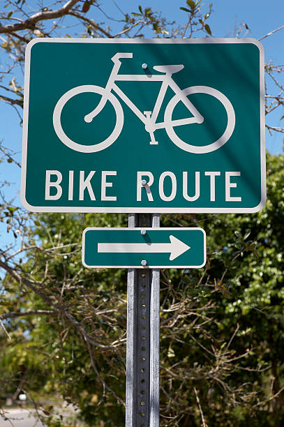 istock Bike route sign 90397479