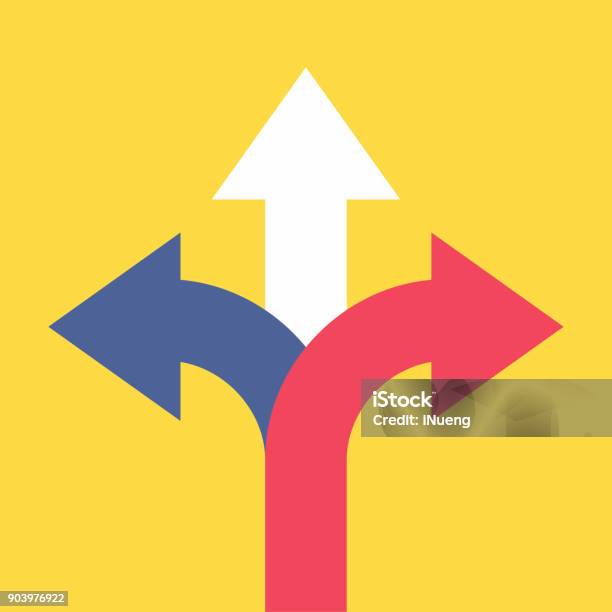 Three Arrows Pointing In Different Directions Choose The Way Concept Stock Illustration - Download Image Now