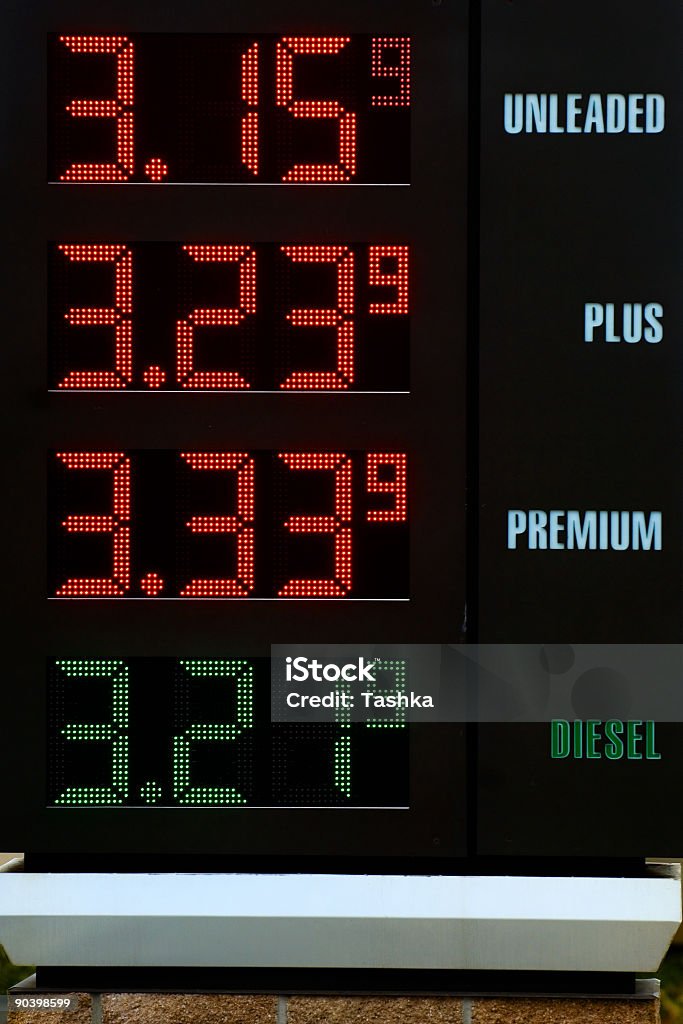 Gas station table Electronic prices Color Image Stock Photo